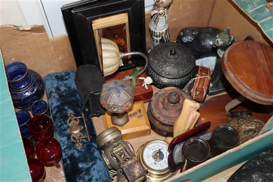 A quantity of mixed collectibles including an oak desk stand, decoy duck etc